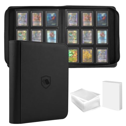 Top Loader Binder Holds 360 Toploaders 108 Toploaders and 100 Card Sleeves INCLUDED 9-Pocket Toploader Binder for 3 x 4 Rigid Toploader Double-Sided Card Binder for TCG Sport Cards