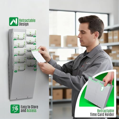 Soporte para tarjetas de tiempo de 17.8 x 8.7 cm y rack para reloj registrador de 20 ranuras 5