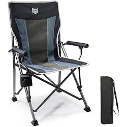 TIMBER RIDGE Silla de Acampada Plegable Ergonómica con Bolsa de Transporte Posavasos para Exteriores Resistente Soporte 150 kg, Marrón (Black)