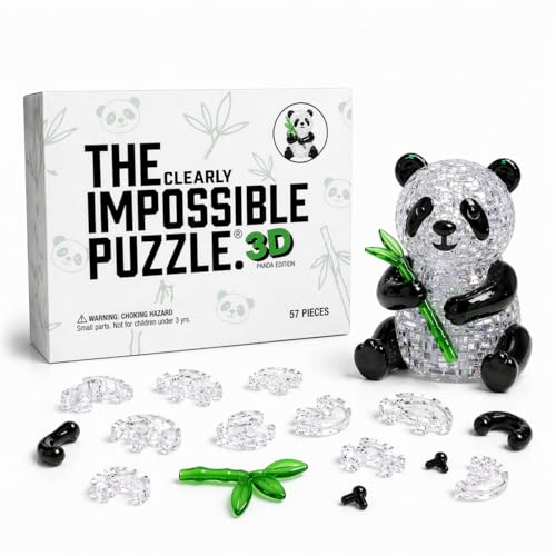 Image of The Clearly Impossible Puzzle 100, 200, 500, 1000 Pieces Hard Puzzle for Adults Cool Difficult Clear Brain Teaser - Difficult Funny for Adults (Panda 3D Edition)