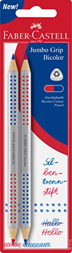 FABER-CASTELL 201734 - Jumbo Grip bicolor Silbentrennstift 2 Stifte Rot und Blau