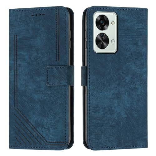Étui de téléphone compatible avec OnePlus Nord 2T flip cover clapet bleu antichoc