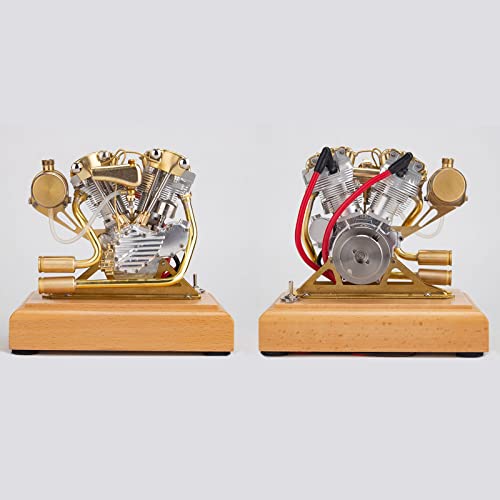 Dwiu 4.2Cc Mini V2 Engine Model, Ohv V-Twin Motorcycle Engine Double-Cylinder Four-Stroke Engine Internal Combustion Engine Kit Physical Experiment Toys For Adults #TOP6