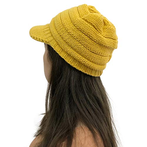 OBiQuzz Felpa de ganchillo al aire libre Top Mujeres Cap Gorros de Punto Sólido Gorras de Béisbol Gorra Mujer, amarillo, Talla única