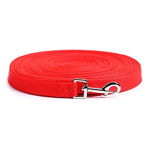 Image of Dog Training Lead Long Rope Cotton Nylon Webbing Recall Obedience Line Leash For Pet 3M /20Ft (20.Feet, Red)