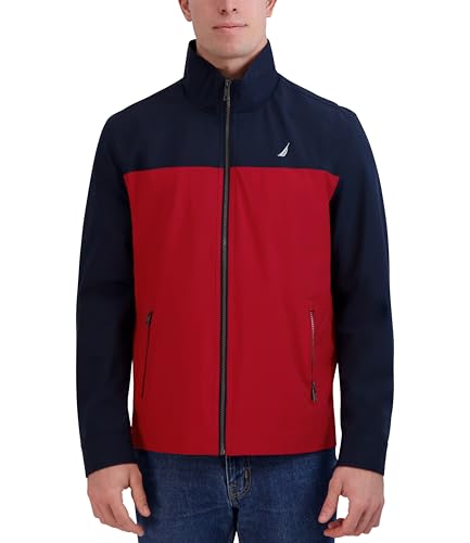 Nautica Men's Lightweight Windbreaker Jacket-Water-Resistant, Ideal for Golf, Hiking, Boating Adventures & Casual Wear