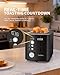 ZACHVO 2 Slice Toaster with Wide Slots for Bread & Bagels, Stainless Steel Toaster with Digital Countdown, 6 Shade Settings, Defrost, Reheat & Cancel, Compact Design for Kitchen, Black