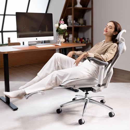 SIHOO Doro C300 Ergonomic Office Chair with Footrest, Ultra Soft 3D Armrests, Dynamic Lumbar Support for Home Office Chair, Adjustable Backrest Desk Chair, Swivel Big and Tall Computer Chair (Grey)