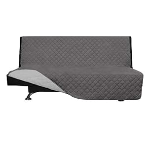 Easy-Going Futon Sofa Slipcover Reversible Armless, Furniture Protector Couch Cover Water Resistant Pets Kids Children Dog Cat (Gray/Light Gray)