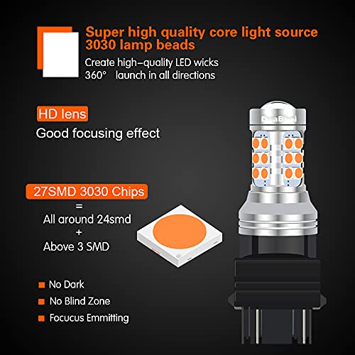 Duabhoi 3157 Led Bulb Turn Signal 3057 T25 3056 3156 4157 3457 4057 Super Bright 27Smd 3030Chipset For Car Rv Comper Backup Reverse Tail Front Rear Parking Stop Light Amber Yellow 2Pcs #TOP2