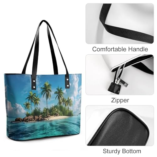 Bolso tote de cuero suave con gran capacidad y cierre miniatura 4