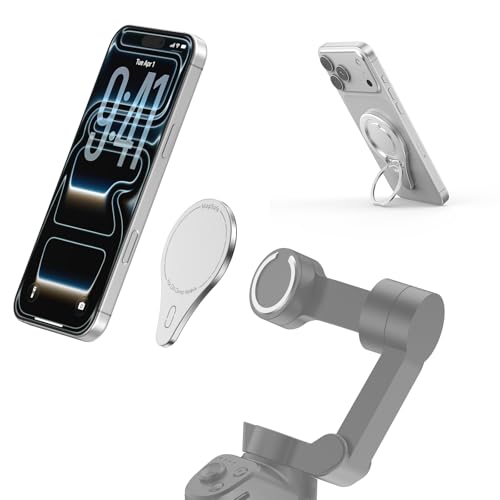 Image of OM Magnetic Mount Phone Holder Clamp for Mag-Safe DJI Osmo Mobile 8P 8 7P 7 SE 6 5 4 Adapter,Quick Release Adapter Magnet Clip Clamp with Finger Ring Stand for OM Gimbal Stabilizer Accessories