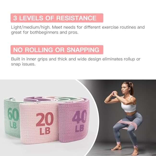 Sperax Fabric Resistance Bands for Working Out,Exercise Bands Resistance Band, Booty Bands for Legs and Butt Yoga Pilates Rehab, Fitness Elastic Bands Set