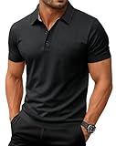 EKLENTSON Men's Short Sleeve Quick Dry Breathable Running Polo Outdoor Training Sports Tee Tops,Black,L