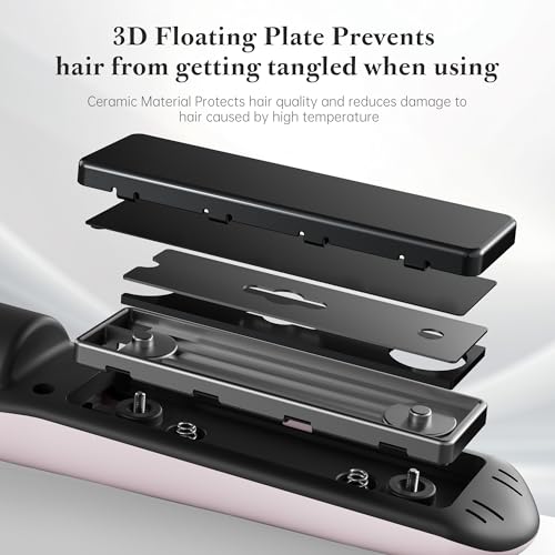 Straxelle Mini Glätteisen Kabellos 2 in 1 Glätteisen Locken und Glätten mit 5000mAh Reiseglätteisen 3 Einstellbare Temperaturen 175°C-215°C mit LED-Anzeige für Frauen Männer (Rosa)