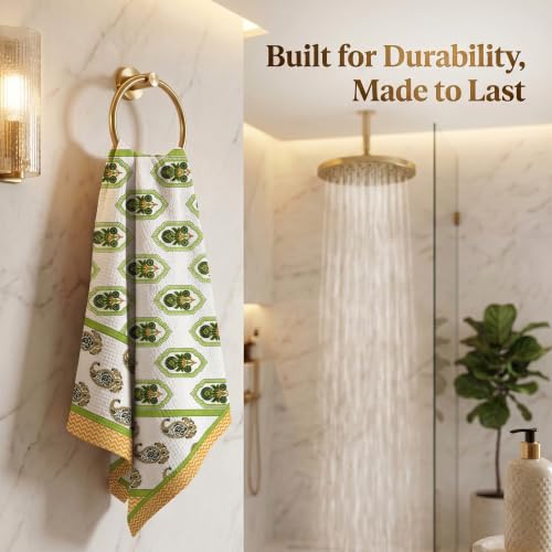 Image of Mafatlal Madhuban 250 GSM Waffle Towel for Bath | 147 x 76 cm | Textured Body Cleansing Surface for Scrubbing, Bathing and Personal Care Routine | Mint Green