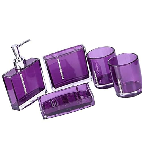 WKabnkn Juego de 5 piezas de almacenamiento de acrílico para el baño, soporte para cepillo de dientes, dispensador de jabón, lociones líquidas, organizadores de tocadores, organizadores de tocador