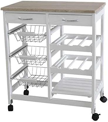 HYGRAD BUILT TO SURVIVE Kitchen Island Dining Cart with Lockable Wheels and Drawers, Mobile Storage Basket Open Shelf Countertop, Serving Utility