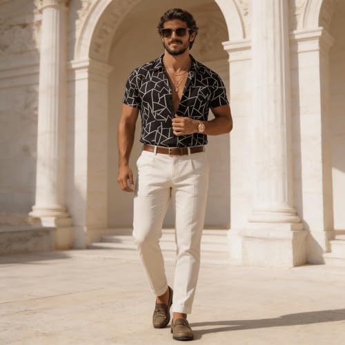 Image of Lymio Men Shirt || Men Embroidery Design Shirt || Half Slevee Shirt Men || Cotton Shirt (Available Also Packs) (Embro-Zigzag)