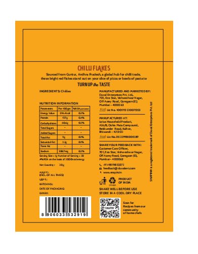 Snapin Chilli Flakes (2g*10 sachets) 20g Pouch - Image 4 thumbnail