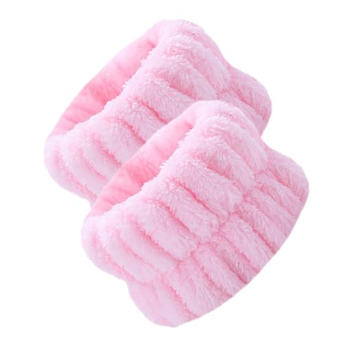 Hailerio Bandes de lavage de poignet,2 bracelets de spa en polaire de corail absorbants | Serviettes de poignet moelleuses pour laver le visage, élastiques à cheveux pour femmes, filles et exercice