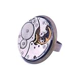  bague steampunk engrenage mécanisme de montre ancien argent bague réglable horloge originale ronde homme femme 30mm punk rock gothique bijou original