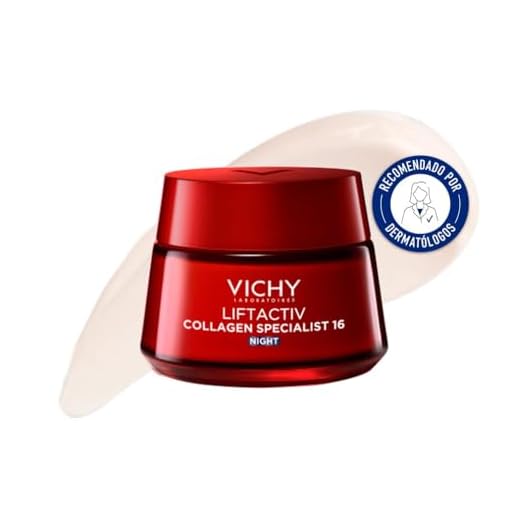 Vichy Crema Noche Reafirmante Biopéptidos, Antiedad Especializada en Colágeno, Alisa y Rellena, Enriquecida con Vitamina Cg, Apta para todo tipo de pieles, Liftactiv Collagen Specialist , 50ml