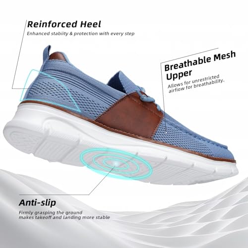 Image of Mens Casual Slip in Boat Shoes Fashion Lightweight Slip On Loafers Walking Beach Sneakers Work Mesh Oxfords Soft Sole