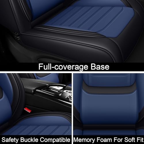 Image of Car Seat Covers Fit for Chevrolet Tahoe 1995-2025, Leather Automotive Seat Covers for Trucks, Heavy-Duty Wear Resistant Seat Protectors, Easy to Install, 2 Seats, Black Blue