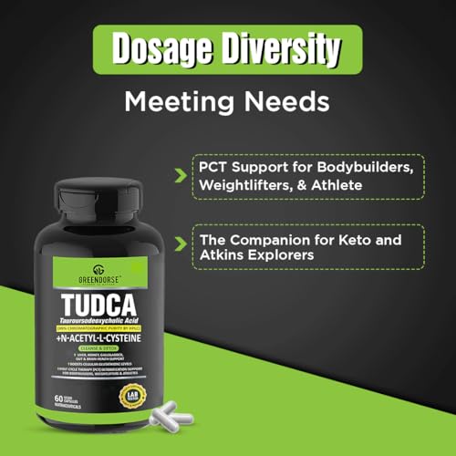 Image of GREENDORSE TUDCA + NAC (N-Acetyl cysteine) supplement 99% purity| Liver, Kidney, Heart, all Organs Support| On /Post Steroid & Supplementation Cycle Support for Bodybuilders, Weightlifters & Athletes- 60 Capsules