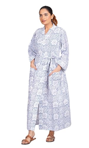 Image of Hand block print Cotton Kimono bikini cover up,Indian Hand block print Cotton Bath Robe,Swim Wear,Nighrwere Dressing Gown