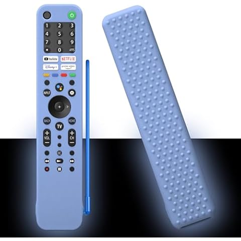 Sony Smart TV Remote Control Cover for RMF-TX520U RMF-TX520E Silicone Case with Lanyard(Luminous Blue) Cover