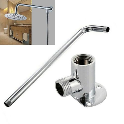 Bras de douche en acier inoxydable 30cm avec base fixe élégante