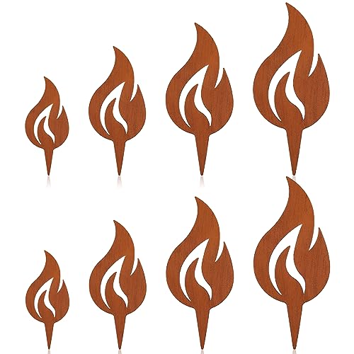 Photect 8 Stück Rostige Flammen 11cm/ 15,5 cm/ 19 cm/ 26 cm(je Zwei...