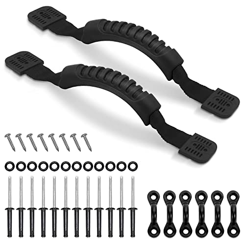 Tuehutde Kayak Handles 2 Pack,Kayak Carry Handle Side Mount Kayak Handles Replacement Hardware With 12 Rivets,8 Screws,6 Pad Eye Kits For Kayak Paddle/Emotion/Pelican/Hobie/Lifetime/Ocean/Canoe Boat #TOP3