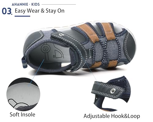 Ahannie Infant Boys Girls Genuine Leather Sandals with Arch Support,Unisex Baby Closed Toe Summer First Walkers Shoes(Infant/Toddler/Little Kid) - Image 5