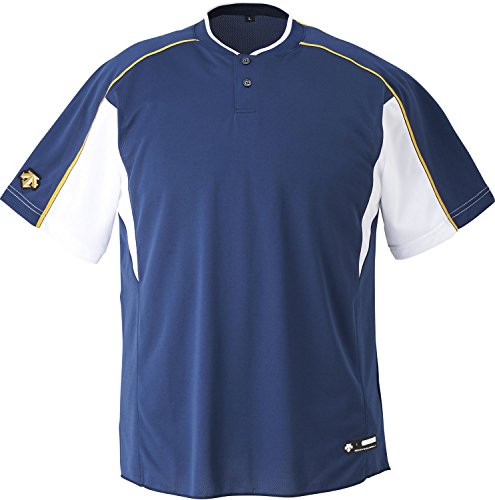 DESCENTE(デサント) 野球 2ボタンベースボールシャツ ホワイト×ゴールド XAサイズ DB104B