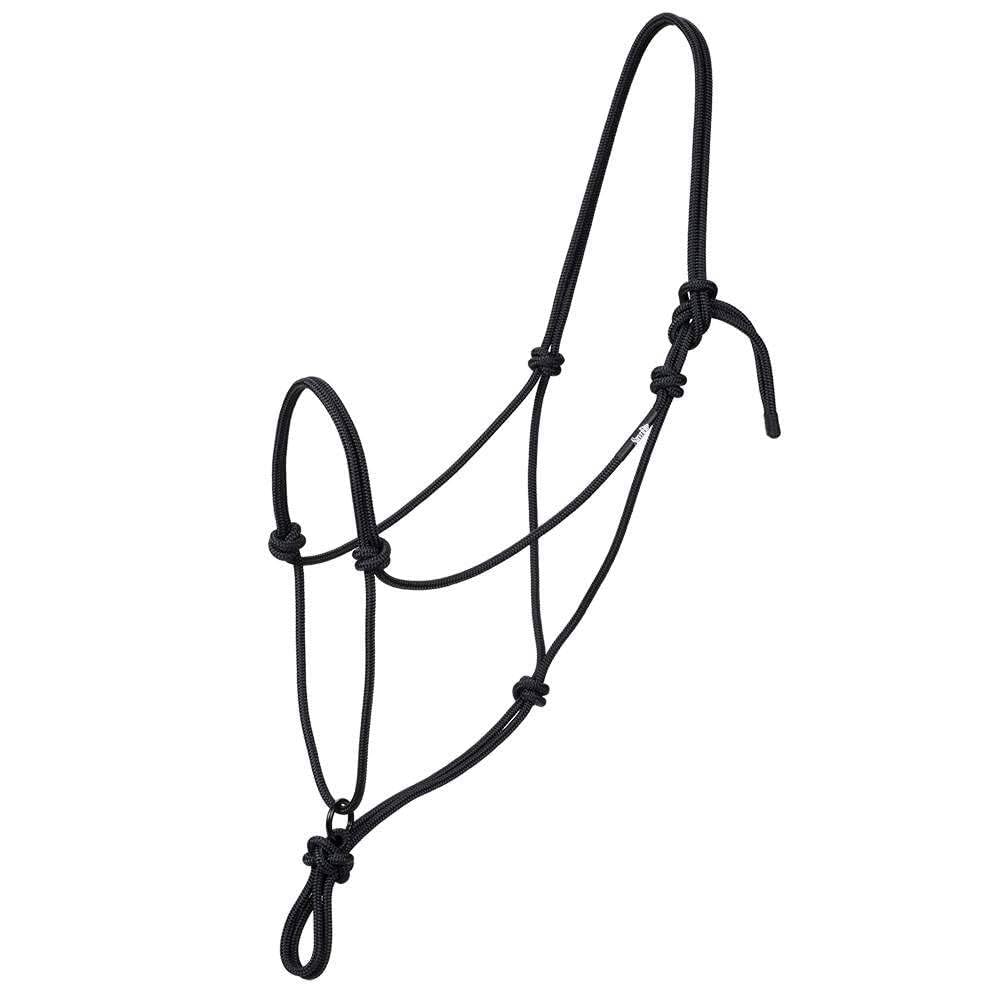 Weaver Leather Weaver Equine Silvertip Transition Rope Halter with Sliding Ring, Cavezza per Cavallo in Corda Unisex Adulto, Nero, Average