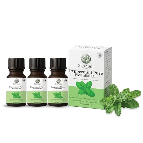 Image of 100% Natural Peppermint Therapeutic Grade Essential Oil | 45ml (Pack of 3)| Headache & Sinus Relief, Mental Clarity & Aromatherapy | Sourced from India | GMP, ISO & IFRA Certified