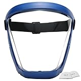 Escudo de protección Facial, Protector Facial con 2 filtros de algodón, máscara antivaho de Alta definición con Correas Ajustables contra el Viento, Arena, Polvo (Azul y Blanco), máscara