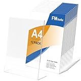 FMhotu Acryl Schilderhalter 12 Pack A4 Transparenter L Form Ständer, Tischschildhalter, Kunststoff Foto Bilderrahmen, Flyer Display für Empfang, Büro, Geschäft, Restaurant, Hotel