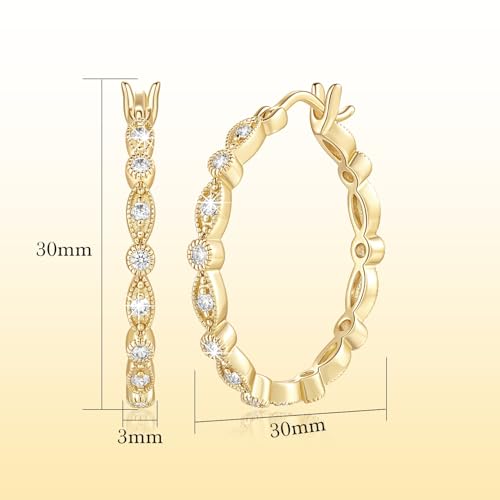 Gold Hoop Earrings for Women 14K Gold Earrings for Women Hoop Earring for Womens Hoops Evil Eye Hoops Earring for Womens Crafted with Cubic Zirconia 30mm2