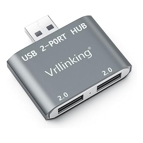 Vrllinking USB Hub, 2 Ports USB 2.0 Hub for Laptop, 2 Ports USB Splitter USB Expander for iMac Pro,MacBook Air, Mac Mini/Pro,Windows/Notebook PC,Printer,Flash Drive,Mobile HDD,Data and Charging Cover