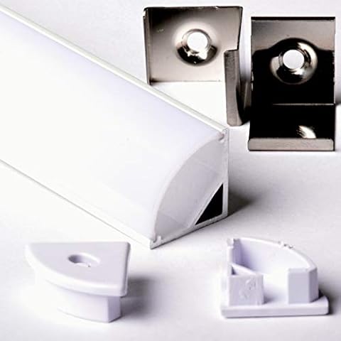 Aftertech® 2m 2m 1616 16x16mm ALUMINIUM PROFIL RUNDE ECKE FÜR LED STRIP STRIP RIGID BAR 2m + ABDECKUNG Cover