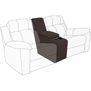 Easy-Going 2-Piece Recliner Console Cover for Reclining Loveseat Covers Stretch Jacquard Middle Console Cover for Recliner Couch and Sofa Chocolate