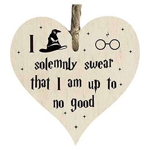 the sticker studio ltd Solemnly Up To No Good Harry Potter Heart Quote Wooden Heart Shape Plaque Gift Sign htc157 Cover