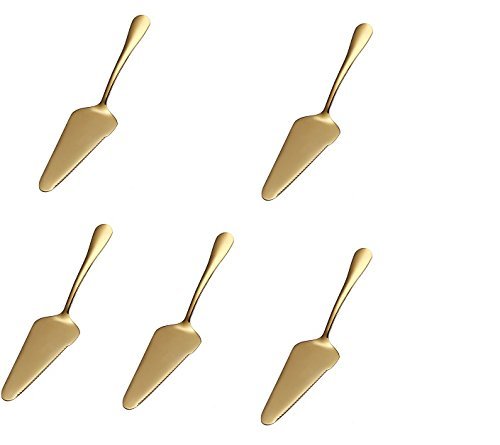 MBB 5x Cake Server Pie Holder Transfer Triangular Spade Spatula Serrated Edge - Gold