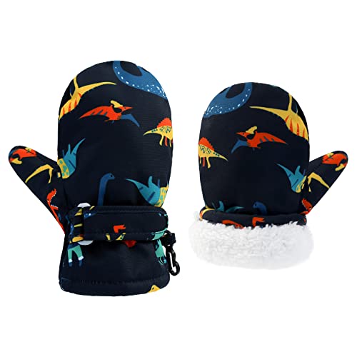 Image of BAVST Toddler Waterproof Mittens Fleece Lined Baby Boys Girls Winter Warm Glove Kids Snow Infant Ski Mitten for 3M-5T