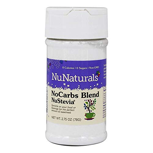 NuNaturals NuStevia NoCarbs Blend, 2.75 oz - Premium, Sugar Free, Zero Calorie Sweetener and Sugar Substitute - Sweeten Anything Naturally