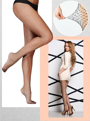 Ramede 6 Pairs Women Fishnet Thigh High Stockings Waist Tights Mesh Patterned Fishnet Leggings Pantyhose for Halloween4